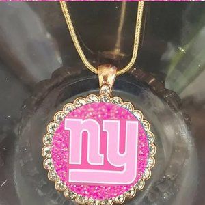 New York Giants Rose gold Rhinestones Necklace with gift box pretty pink NY